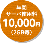 年間サーバ使用料 10,000円(2GB毎)